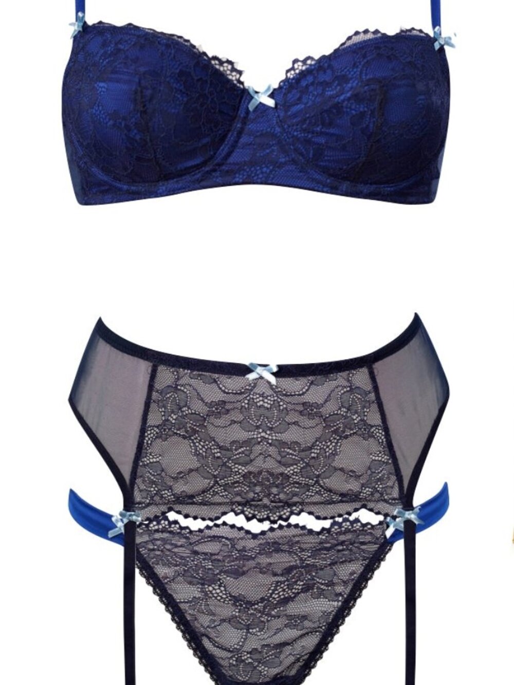 Mimi Holliday Tanzanita Lace & Silk Push-Up Bra Set 32D NWT